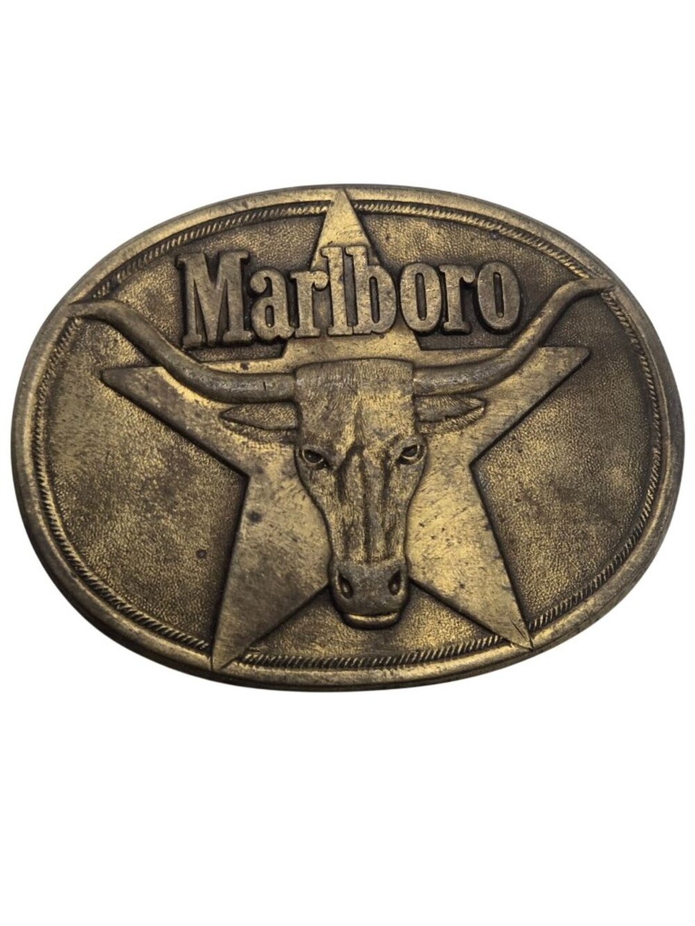 1987 Marlboro Belt Buckle Vintage Star Longhorn Bull Cow Rodeo Cowboy
